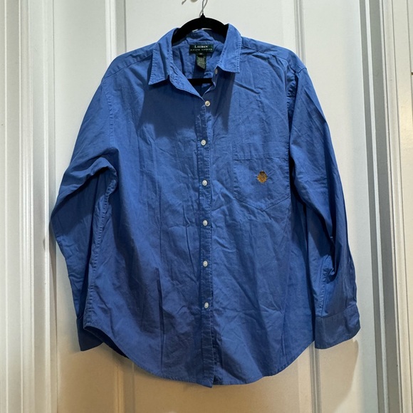 Ralph Lauren Button Down Shirt Long Sleeves Sz14 Blue Armpit To Armpit 22” - Picture 1 of 6